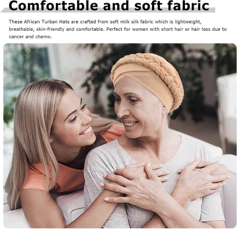 DRESHOW African Women Turban Caps Beanie Twist Headscarf Pre-Tied Double Twisted Braids Headwraps for Women Chemo Cancer Cap - Image 5